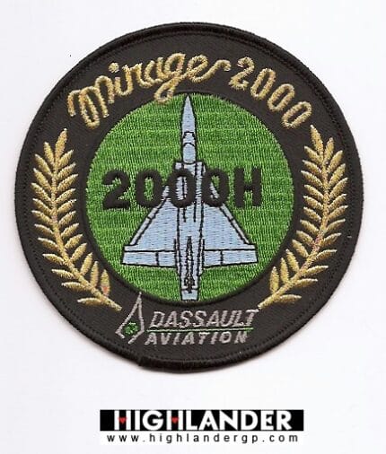 Embroidered Mirage 2000H patch with golden laurel and Dassault Aviation logo