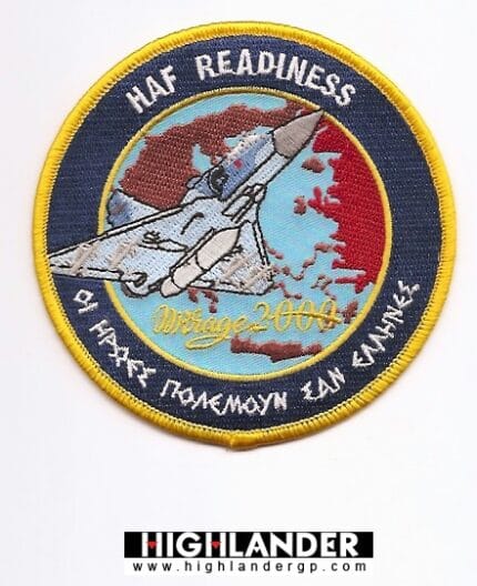HAF Readiness embroidered patch featuring Mirage 2000 and the phrase “Heroes Fight Like Greeks”