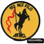 Embroidered 152 NCİ FİLO patch with black horse and red flag on yellow background