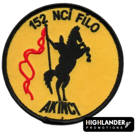 Embroidered 152 NCİ FİLO patch with black horse and red flag on yellow background