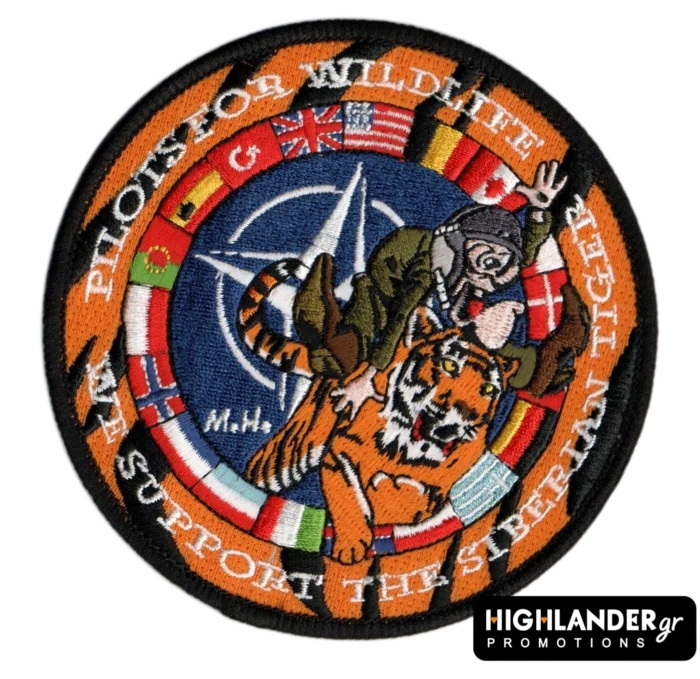 Κεντητό έμβλημα “Pilots for Wildlife – Σιβηρική Τίγρη” / Pilots for Wildlife embroidered patch with NATO flags and Siberian tiger