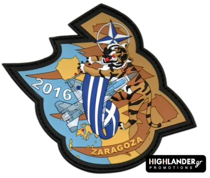 NATO Tiger Meet 2016 patch featuring tiger, F-16 jet, and Greek flag