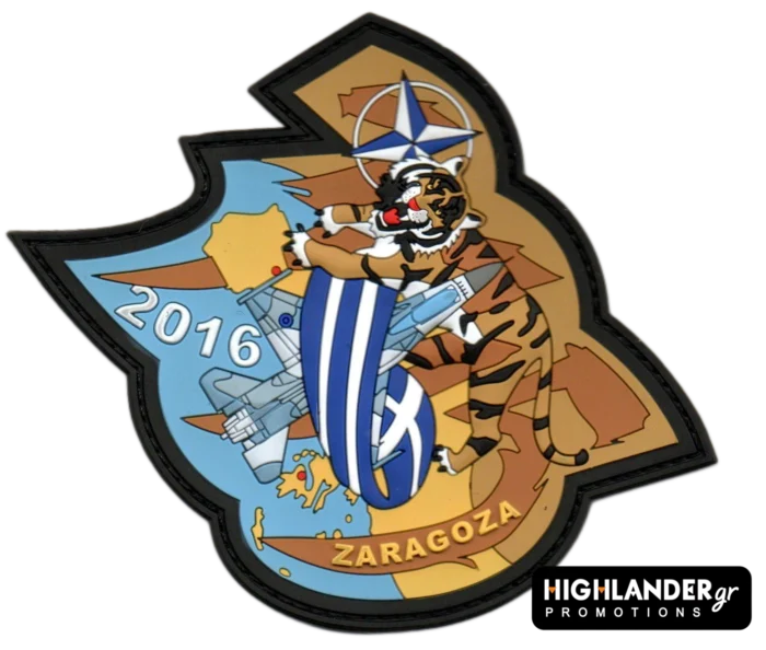 NATO Tiger Meet 2016 patch featuring tiger, F-16 jet, and Greek flag