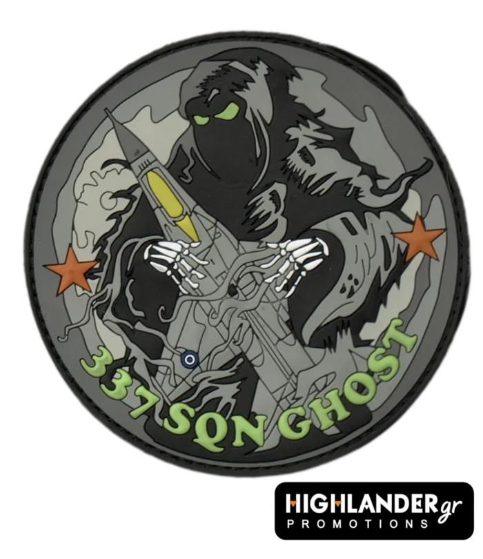 337 SQN Ghost PVC patch with skeleton and missile design – Low visibility edition