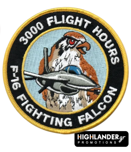 Military patch for 3000 flight hours with hawk and F-16 Fighting Falcon
