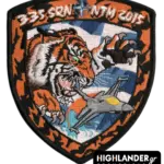 335 Squadron Tiger Meet 2015 patch with tiger and F-16 jet