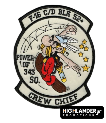 Embroidered patch 343 Squadron F-16 C/D BLK 52+ Crew Chief with Asterix – Hellenic Air Force