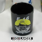 Black F-16 Fighting Falcon military mug, collectible by HighlanderGP