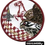 F-16 VISSINI STORM mission patch with hawk, horse and maroon-white pattern
