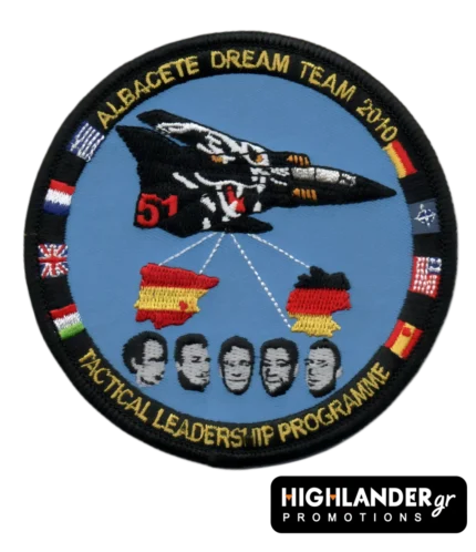 Embroidered patch Albacete Dream Team 2010 featuring Tornado aircraft and national flags