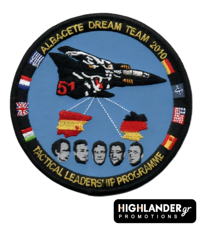 Embroidered patch Albacete Dream Team 2010 featuring Tornado aircraft and national flags