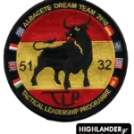 Embroidered patch Albacete Dream Team 2010 with Spanish bull, country flags, and 51 & 32 Squadron markings