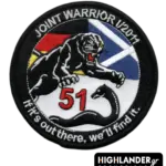 Embroidered patch Joint Warrior I/2011 with black panther, snake, and 51 Squadron emblem