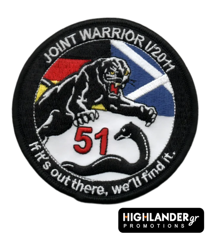 Κεντητό έμβλημα Joint Warrior I/2011 με μαύρη πάνθηρα, φίδι και το σήμα της 51ης Μοίρας