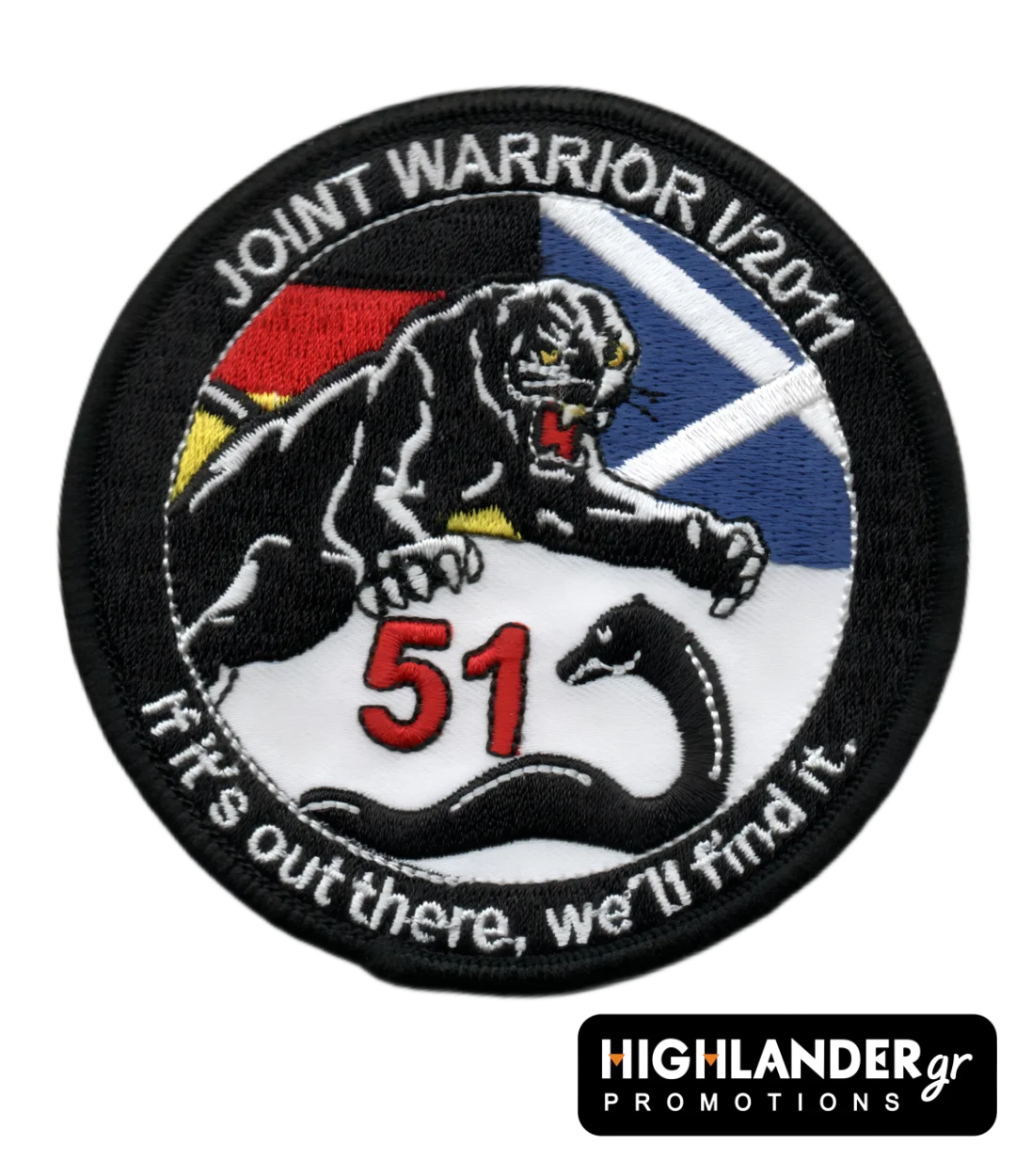 Κεντητό έμβλημα Joint Warrior I/2011 με μαύρη πάνθηρα, φίδι και το σήμα της 51ης Μοίρας