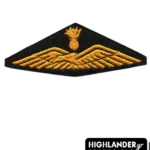 Army Aviation pilot patch with wings and flaming grenade on black background