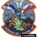 Araxos 2015 patch with F-16 jets, tigers and map of Europe