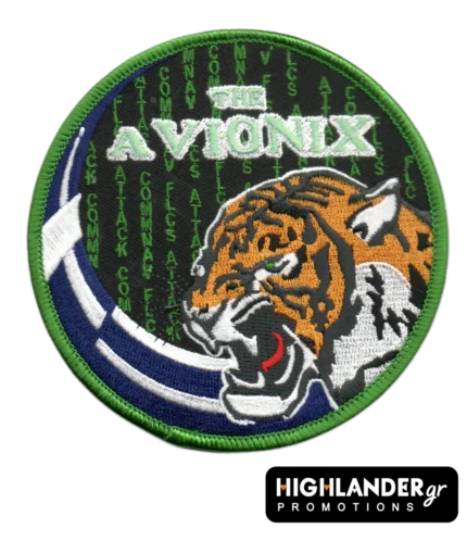 PVC Avionix patch tiger design with matrix code