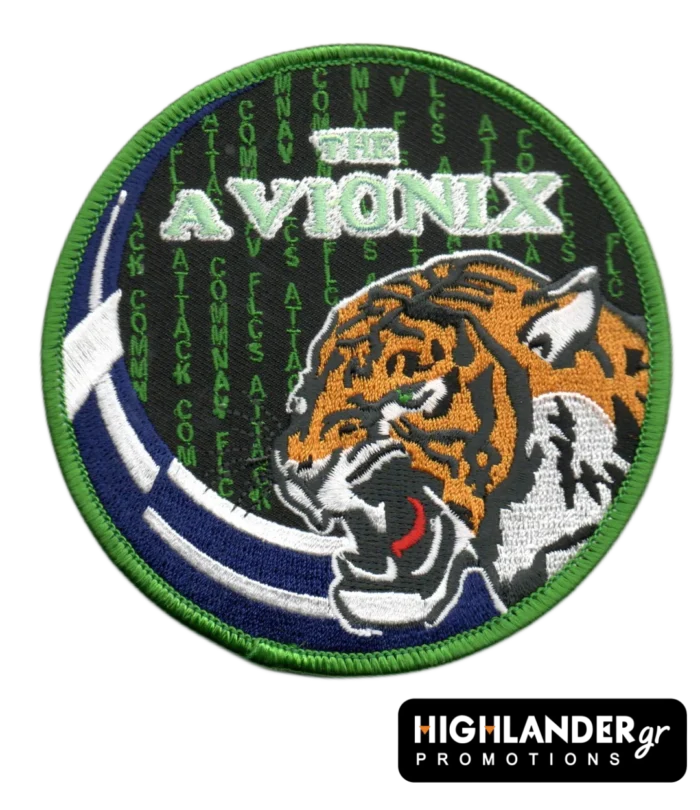 PVC Avionix patch tiger design with matrix code