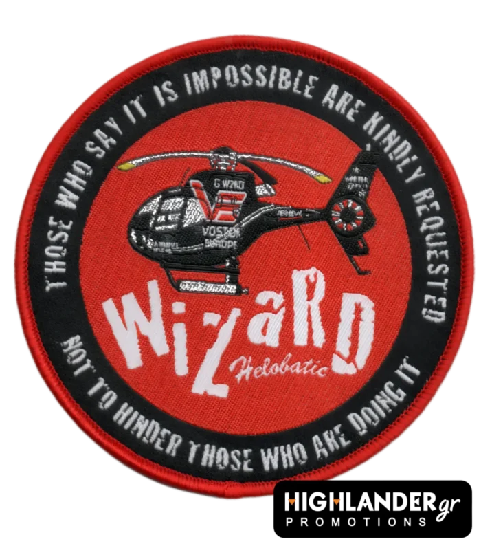 Κεντητό έμβλημα Vostok Europe Wizard Helobatic Display με σχέδιο ελικοπτέρου