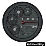 F100 TEAM patch with jet engine dials and F-16 jet illustration