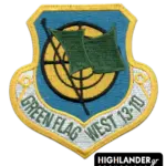 Green Flag West 13-10 patch with globe and two green flags