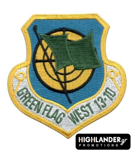 Σήμα Green Flag West 13-10 με πράσινες σημαίες και παγκόσμιο χάρτη