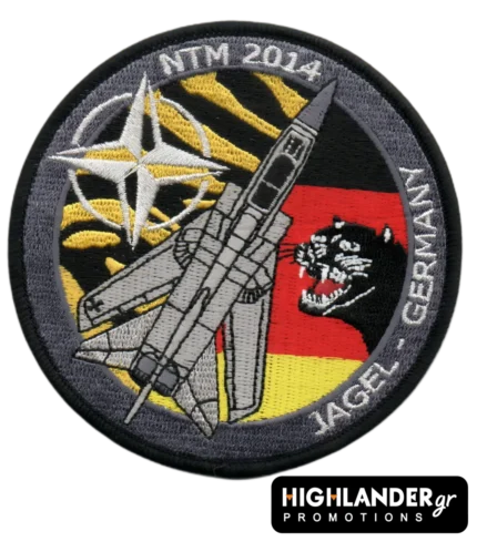 Κεντητό σήμα NTM 2014 από τη βάση Jagel Γερμανίας με Tornado, τίγρη και λογότυπο NATO