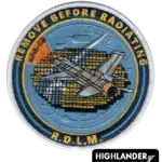 RDLM patch with F-16 jet and Remove Before Radiating inscription