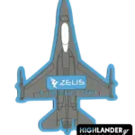 PVC ZEUS F-16 Demo Team patch in jet fighter shape
