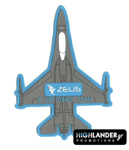 PVC ZEUS F-16 Demo Team patch in jet fighter shape