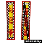 Yellow and red embroidered keychain for the HAF 337 Squadron Viper Ground Crew. Side A shows "337 SQN" and an F-16 silhouette; Side B shows "VIPER GROUND CREW".