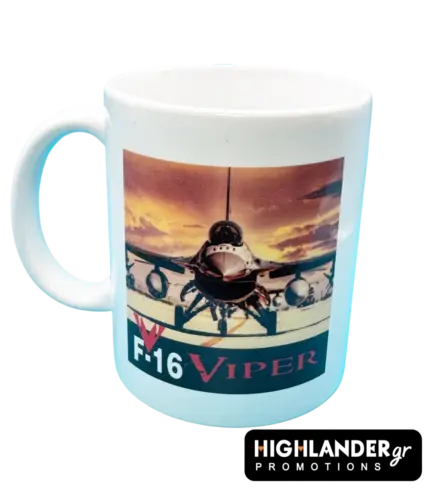 This premium ceramic mug features the legendary F-16 Viper fighter jet in a striking sunset takeoff pose. Crafted from durable ceramic, it's a must-have item for pilots, veterans, and aviation fans to elevate their coffee experience.