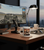 F-16 Viper Fighter Jet Premium Ceramic Mug on desk