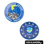 This EUNAVFOR ASPIDES challenge coin commemorates the crucial international maritime mission, specifically honoring Greece as the host of the Operational Headquarters in Larissa. Side A displays the mission's official shield, while Side B features a map of Greece and the Ancient Theatre of Larissa, making it a unique collectible token of camaraderie with a textured finish.