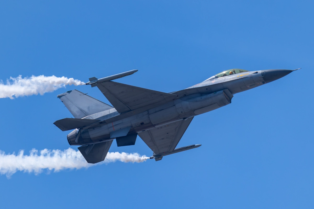F-16 fighter in the sky