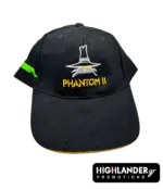 Black baseball cap featuring the embroidered F-4 Phantom II Spook character and yellow "PHANTOM II" lettering.