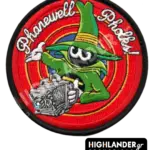 Round embroidered military morale patch featuring the F-4 Phantom Spook mascot holding a vintage camera with "Pharewell Pholks!" text.